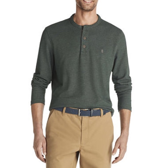 EUC/NWOT Shirt: Pullover, 3-Button, Long-Sleeved Breathable Stretch Henley, Izod - Picture 3 of 9